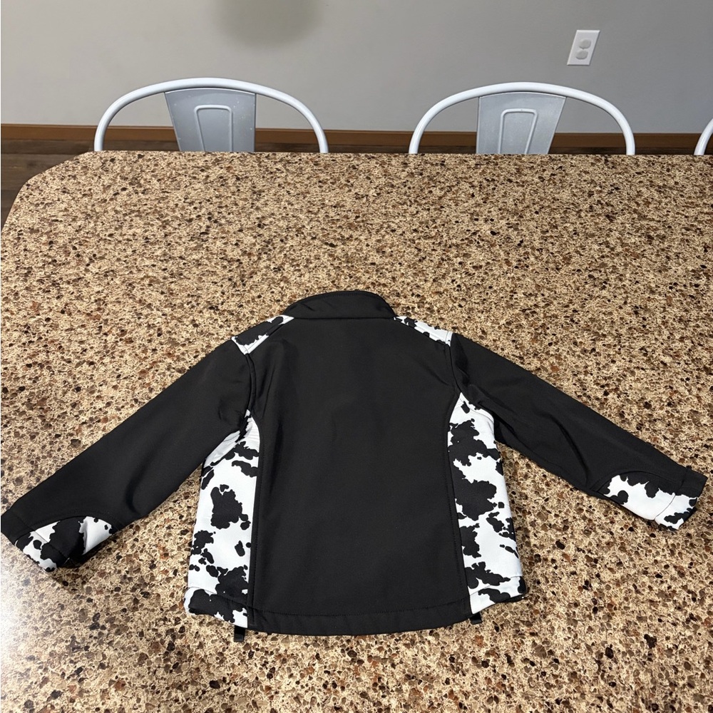 Cowgirl Hardware Girl's Cow Print Accent Poly Shell Jacket Size 4T - Picture 4 of 4